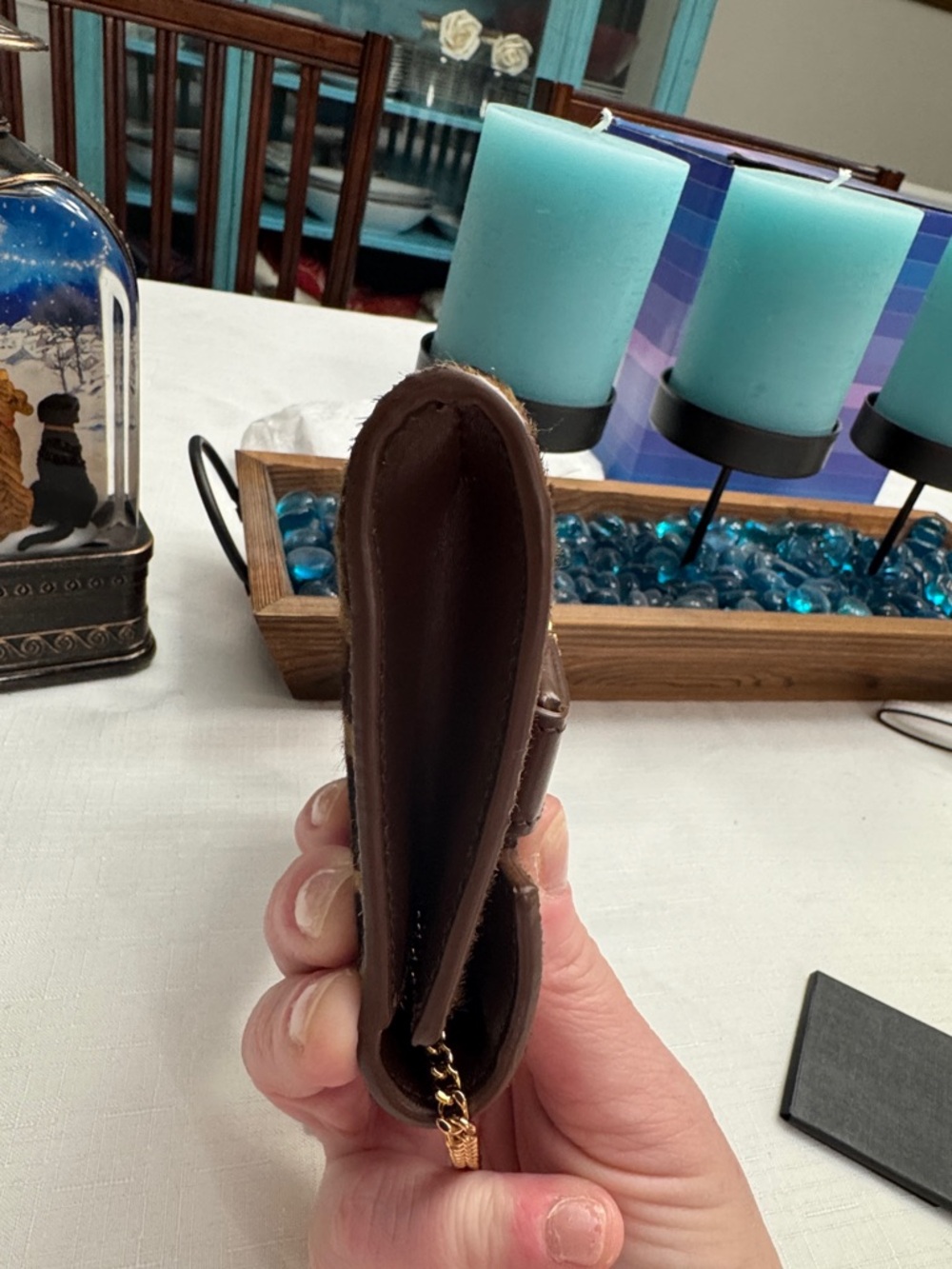 Versace Medusa '95 Leopard Wallet on  gold chain  7" L x 1" W x 4" H. - Picture 6 of 14